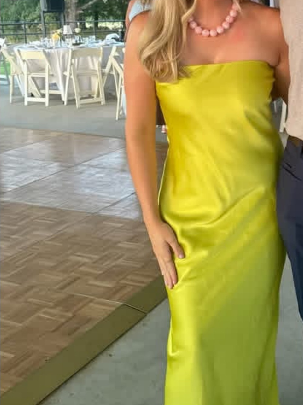 Gianni Bini Strapless Satin Dress in Lime